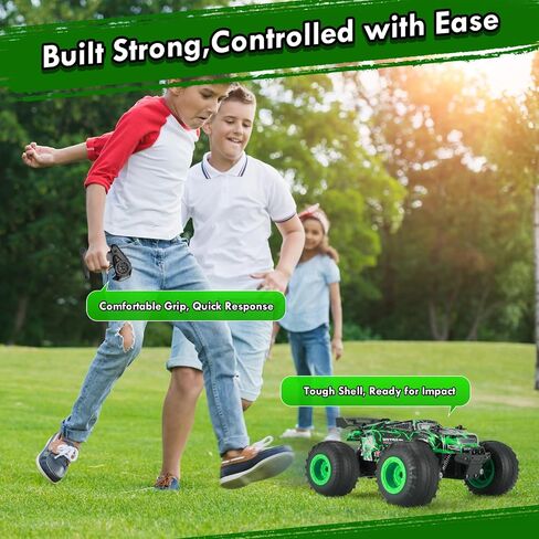 Remote Control Car, 1:18 Toy Rc Cars, All-Terrain RC Truck with LED Light, 20KM/H, Rechargeable, 2WD, 2.4GHz, Sturdy PVC Shell, Remote Control Car for Boys 4-7 8-12, Beginner in Kuwait