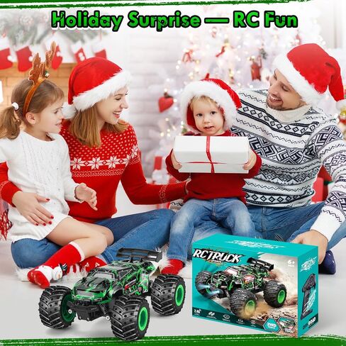 Remote Control Car, 1:18 Toy Rc Cars, All-Terrain RC Truck with LED Light, 20KM/H, Rechargeable, 2WD, 2.4GHz, Sturdy PVC Shell, Remote Control Car for Boys 4-7 8-12, Beginner in Kuwait