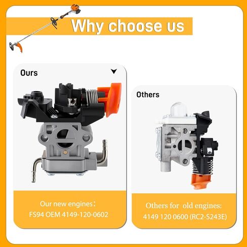 41491200602 Carburetor Kit RC2 S243 4149 358 0800 for Stihl FS 94 RC-E Z,FS 94 R-Z KM94 KM FS HL 94 94R Brushcutter Parts 4149 120 0602,4149-120-0602,HL94 FS94 with Hose Stihl FS94,FS94 C,FS94R,FS94RC in Saudi Arabia