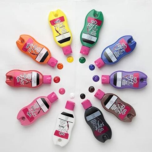 Tulip Soft Fabric Paint, Permanent Fabric Paint for Clothes, Rainbow Colors, 10 Pack, 1 fl oz bottles, Matte Finish Stays Flexible After Washing in Kuwait