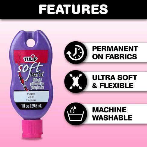 Tulip Soft Fabric Paint, Permanent Fabric Paint for Clothes, Rainbow Colors, 10 Pack, 1 fl oz bottles, Matte Finish Stays Flexible After Washing in Kuwait