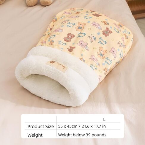Cat Sleeping Bag for Indoor Cats, Cozy Pet Nest for Cats, Fluffy Cat Bed Cave for Small Dog Cat, Self Warming Winter Pet Sleeping Bags for All Seasons Indoors (Brown A) in Saudi Arabia