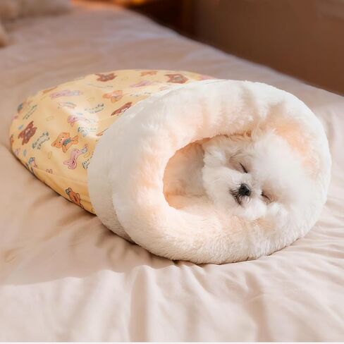 Cat Sleeping Bag for Indoor Cats, Cozy Pet Nest for Cats, Fluffy Cat Bed Cave for Small Dog Cat, Self Warming Winter Pet Sleeping Bags for All Seasons Indoors (Brown A) in Saudi Arabia