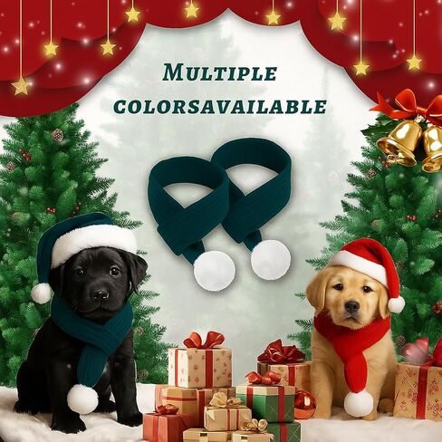 6 PCS Dog Scarf Bulk Christmas Knitted Pet Scarves with Pom Pom Adjustable Pet Scarf Dog Christmas Costumes Accessories for Small Large Dogs and Cats (Red) in Saudi Arabia