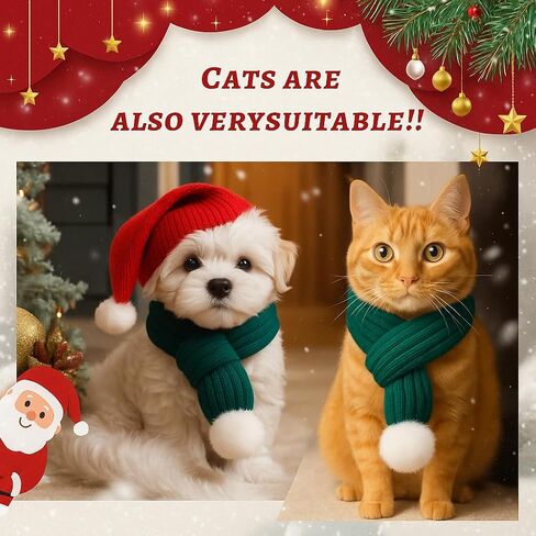 6 PCS Dog Scarf Bulk Christmas Knitted Pet Scarves with Pom Pom Adjustable Pet Scarf Dog Christmas Costumes Accessories for Small Large Dogs and Cats (Red) in Saudi Arabia