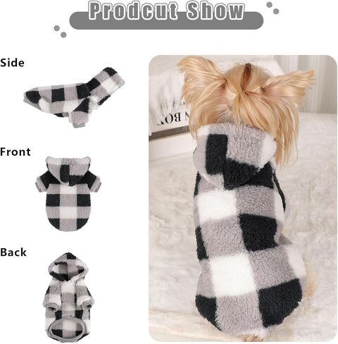 Dog Sweater for Small Dogs Hoodies， Winter Clothes Boy Girl Male Female，Fleece Hoodies Warm Pet Doggie Sweaters Coat Apparel in Kuwait