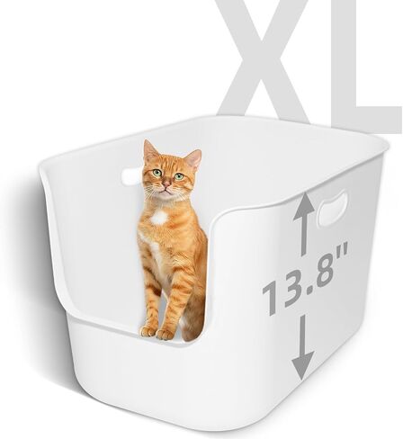 Extra Large High Sided Litter Box,22.6"×14.8"×13.8" XL Cat Litter Box for Indoor Cats,Jumbo Cat Box for Big Cats,Open Top Tall Litter Pan with High Wall,Easy to Clean,Anti-Splashing Design in Kuwait