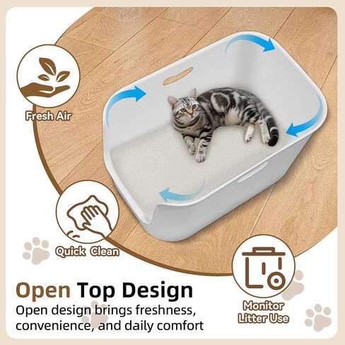 Extra Large High Sided Litter Box,22.6"×14.8"×13.8" XL Cat Litter Box for Indoor Cats,Jumbo Cat Box for Big Cats,Open Top Tall Litter Pan with High Wall,Easy to Clean,Anti-Splashing Design in Kuwait