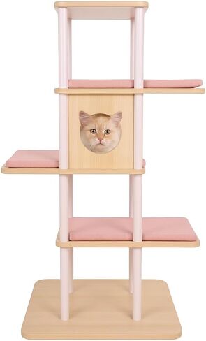 شجرة قطط كبيرة حديثة، بطول 62 بوصة مع منصات مقاس XL 25.6 بوصة، وبنية ثقيلة بوزن 60 رطلًا - إعادة تعريف أثاث القطط مع الثبات والمساحة والأناقة للقطط الكبيرة (رمادي) in Kuwait