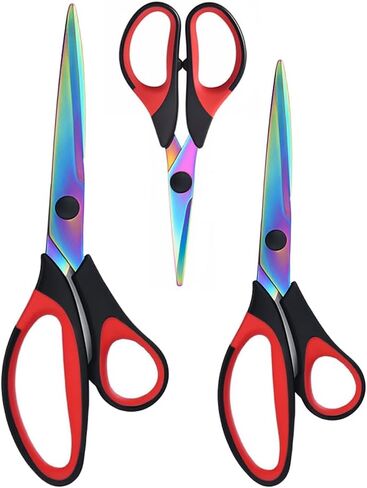 FTECYBO Multi-Purpose Sewing Scissors Titanium Coating Forged Shear Leather Scissors Stainless Steel Blade (SET) in Kuwait