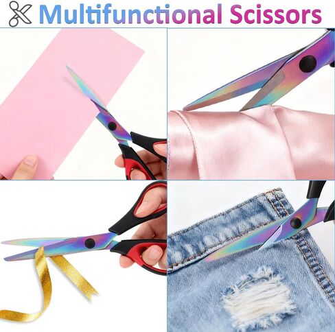 FTECYBO Multi-Purpose Sewing Scissors Titanium Coating Forged Shear Leather Scissors Stainless Steel Blade (SET) in Kuwait