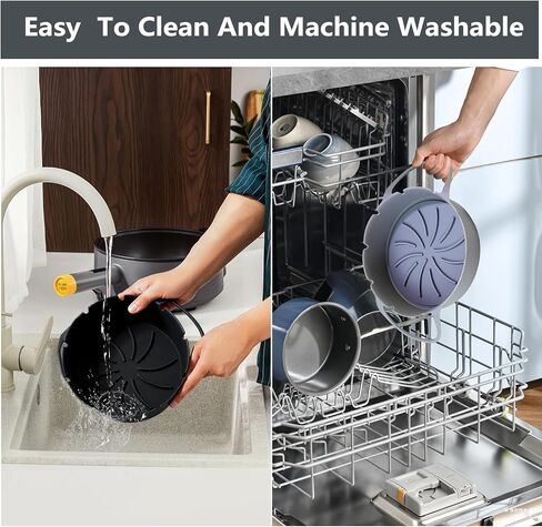 2 حزمة من بطانات سيليكون مقلاة الهواء لمقلاة نينجا الهوائية AF101 4 QT AF150 AF161 5.5 QT MAX XL، بطانات سلة المقلاة مع مقبض مشبك، ملحقات مقلاة نينجا مستديرة قابلة لإعادة الاستخدام in Kuwait