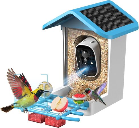 Bird Feeder with Camera, 2K Smart BirdCamera with Solar Powered, AI Identify Birds Species, Instant Arrival Alerts, 2.4Ghz WiFi Bird House for Outdoors, Ideal Gift for Family and Bird Lovers (Green) in Saudi Arabia