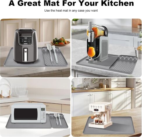 Silicone Heat Resistant Mat for Countertop - 24x16 Inch Air Fryer Mat with Kitchen Accessories Holder Pad for Microwave/Oven,Compatible with Ninja/Cosori/Chefman/Toshiba - Black in Kuwait