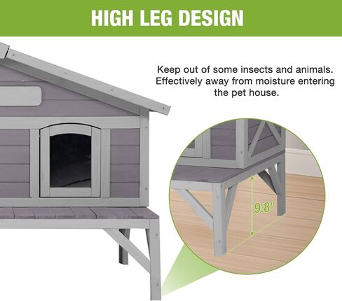 GUTINNEEN بيت قطط كبير خارجي معزول، مأوى للقطط الوحشية غير قابل للتدمير ومقاوم للعوامل الجوية مع سقف مفصلي قابل للفتح، أبواب هروب لـ 1-4 قطط حظيرة وحشية في الشتاء (43.5 بوصة × 31.1 بوصة × 31.2 بوصة) in Kuwait