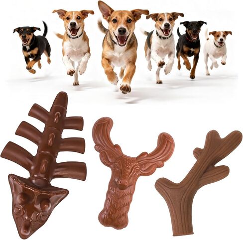 KOOLTAIL Christmas Dog Toys for Aggressive Chewers, 3 Pack Indestructible Dog Bone Toys for Medium Large Breed, Tough Pet Chew Toy to Keep Them Busy, Best Gift for Doggy to Clean Teething and Training in Kuwait
