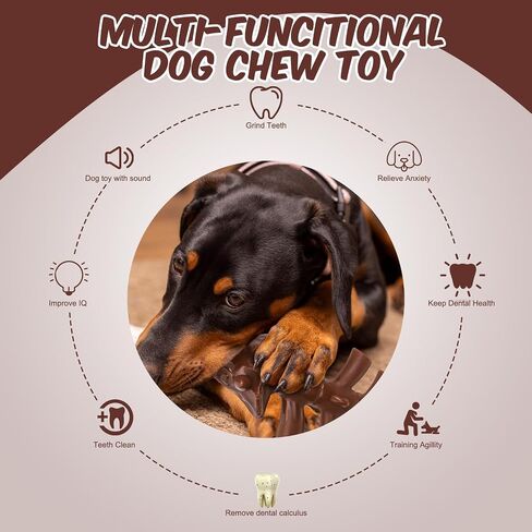 KOOLTAIL Christmas Dog Toys for Aggressive Chewers, 3 Pack Indestructible Dog Bone Toys for Medium Large Breed, Tough Pet Chew Toy to Keep Them Busy, Best Gift for Doggy to Clean Teething and Training in Kuwait