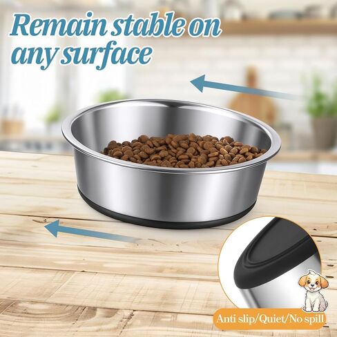 3 Pack Stainless Steel Dog Bowls, 64oz/3 Cups Silicone Base Anti-Slip Dog Metal Bowls, Food and Water Pet Bowls for Small, Medium Dogs and Cats, Dishwasher Safe in Saudi Arabia