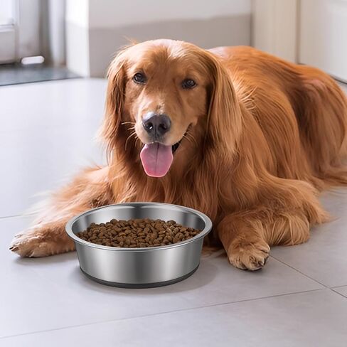 3 Pack Stainless Steel Dog Bowls, 64oz/3 Cups Silicone Base Anti-Slip Dog Metal Bowls, Food and Water Pet Bowls for Small, Medium Dogs and Cats, Dishwasher Safe in Saudi Arabia