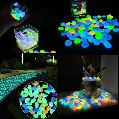 Aquarium Decor,Glow in The Dark Pebbles for Garden Walkway, Luminous Stones for Landscaping, Outdoor Pathway Rocks, 100/200/400 PCS in Saudi Arabia