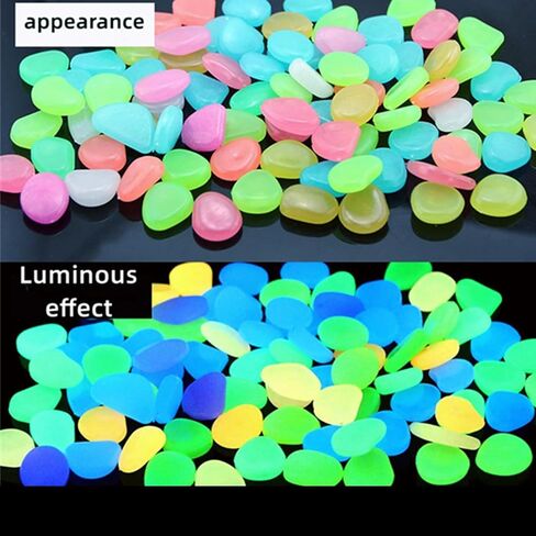 Aquarium Decor,Glow in The Dark Pebbles for Garden Walkway, Luminous Stones for Landscaping, Outdoor Pathway Rocks, 100/200/400 PCS in Saudi Arabia