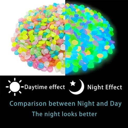Aquarium Decor,Glow in The Dark Pebbles for Garden Walkway, Luminous Stones for Landscaping, Outdoor Pathway Rocks, 100/200/400 PCS in Saudi Arabia