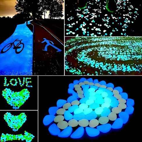Aquarium Decor,Glow in The Dark Pebbles for Garden Walkway, Luminous Stones for Landscaping, Outdoor Pathway Rocks, 100/200/400 PCS in Saudi Arabia