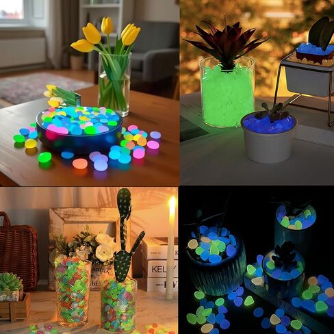 Aquarium Decor,Glow in The Dark Pebbles for Garden Walkway, Luminous Stones for Landscaping, Outdoor Pathway Rocks, 100/200/400 PCS in Saudi Arabia