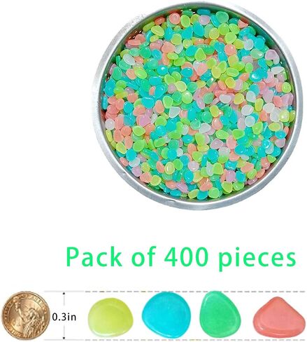 Aquarium Decor,Glow in The Dark Pebbles for Garden Walkway, Luminous Stones for Landscaping, Outdoor Pathway Rocks, 100/200/400 PCS in Saudi Arabia