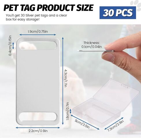 30 قطعة من علامات الكلاب الفارغة للنقش بالليزر من Diakey، تنزلق على طوق معدني من الألومنيوم للكلاب والقطط، علامات تعريف اسم الحيوانات الأليفة، علامات فارغة لنقش الختم الشخصي، أسود in Kuwait