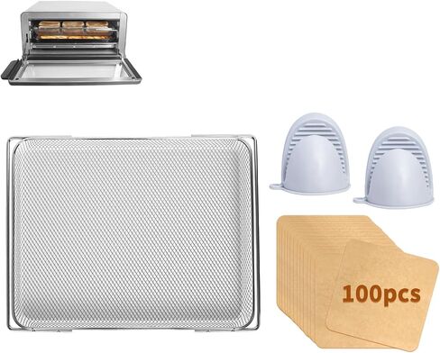 Air Fry Basket Kit Compatible with Ninja sp151 Flip Toaster Oven and Air Fryer,Replacement Air Fryer Basket Accessories and 100pcs Parchment Pape with 1 Pairs Mini Oven Gloves Silicone in Saudi Arabia