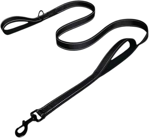Heavy Duty Dog Leash - 2 Handles by Padded Traffic Handle for Extra Control, 6 Foot Long - Perfect for Medium to Large Dogs, Black in Saudi Arabia
