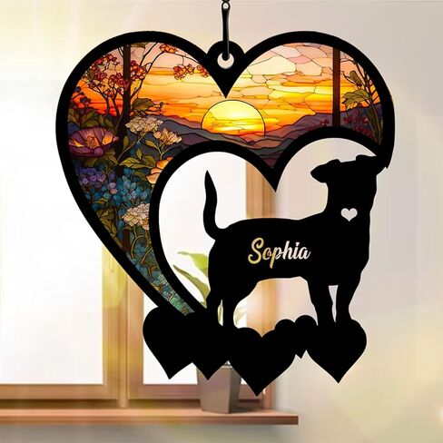 Nazenti Personalized Dog Suncatcher - هدية مخصصة لتعاطف الحيوانات الأليفة لمحبي الكلاب - زخرفة شجرة عيد الميلاد in Kuwait