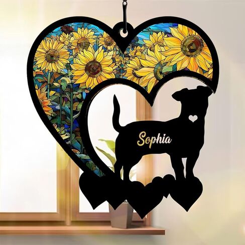 Nazenti Personalized Dog Suncatcher - هدية مخصصة لتعاطف الحيوانات الأليفة لمحبي الكلاب - زخرفة شجرة عيد الميلاد in Kuwait