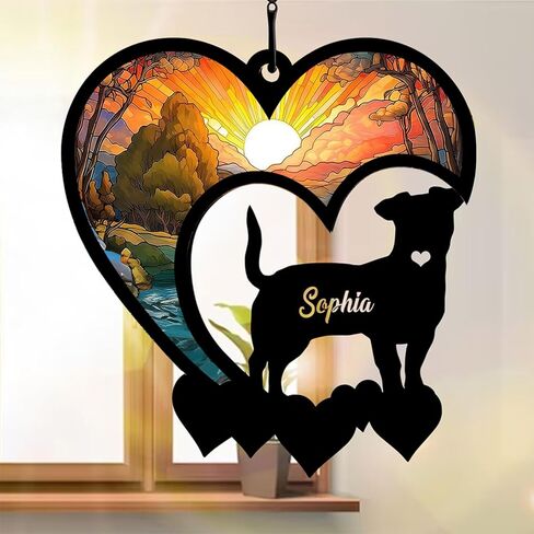 Nazenti Personalized Dog Suncatcher - هدية مخصصة لتعاطف الحيوانات الأليفة لمحبي الكلاب - زخرفة شجرة عيد الميلاد in Kuwait