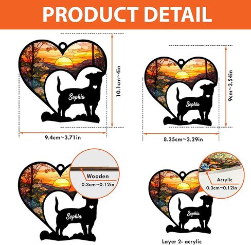 Nazenti Personalized Dog Suncatcher - هدية مخصصة لتعاطف الحيوانات الأليفة لمحبي الكلاب - زخرفة شجرة عيد الميلاد in Kuwait