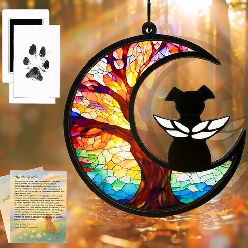 Dog Memorial Gift for Loss of Dog – DIY Angel Memorial Suncatcher & Paw Print Kit for Dogs with Sympathy Card | Pet Memorial Keepsake(Tree of Life) in Saudi Arabia