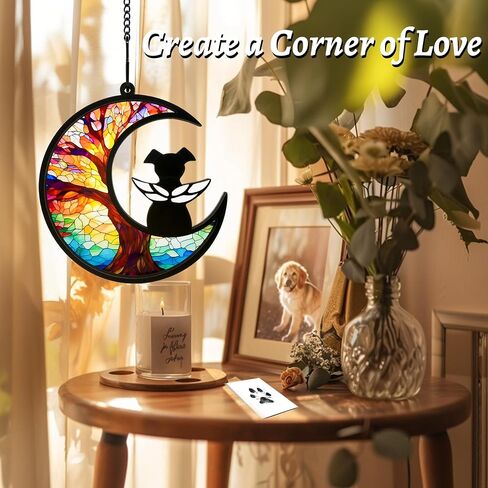 Dog Memorial Gift for Loss of Dog – DIY Angel Memorial Suncatcher & Paw Print Kit for Dogs with Sympathy Card | Pet Memorial Keepsake(Tree of Life) in Saudi Arabia