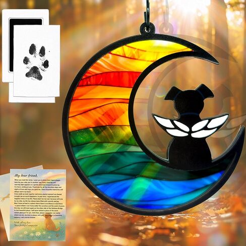 Dog Memorial Gift for Loss of Dog – DIY Angel Memorial Suncatcher & Paw Print Kit for Dogs with Sympathy Card | Pet Memorial Keepsake(Tree of Life) in Saudi Arabia