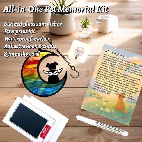 Dog Memorial Gift for Loss of Dog – DIY Angel Memorial Suncatcher & Paw Print Kit for Dogs with Sympathy Card | Pet Memorial Keepsake(Tree of Life) in Saudi Arabia