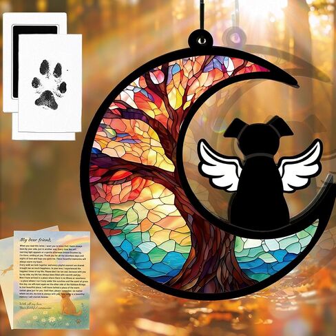 Dog Memorial Gift for Loss of Dog – DIY Angel Memorial Suncatcher & Paw Print Kit for Dogs with Sympathy Card | Pet Memorial Keepsake(Tree of Life) in Saudi Arabia