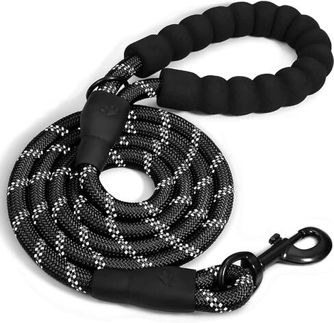 Rope Dog Leash 6 FT with Comfortable Padded Handle, Highly Reflective Threads Dog Leash for Medium Large Dogs, 1/2 inch, Black in Saudi Arabia