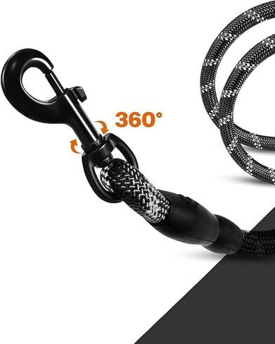 Rope Dog Leash 6 FT with Comfortable Padded Handle, Highly Reflective Threads Dog Leash for Medium Large Dogs, 1/2 inch, Black in Saudi Arabia
