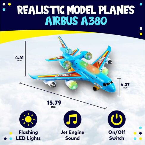 Toysery Push and Go Toddler Airplane Toy for Boys & Girls. Set of Four Friction Toy Airplanes with Flashing Lights & Airplane Sound, Plane Gift Toys for Kids Ages 18 Months Old and Above in Saudi Arabia