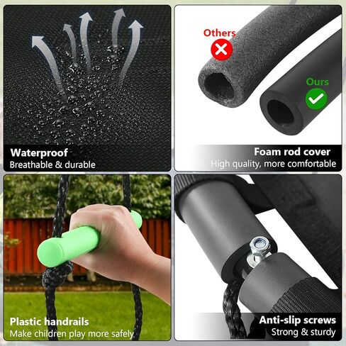 ارجوحة شجرة 24 انش مع بساط من البولي بروبيلين للاطفال والكبار من زد بي زد بي ام ال، ارجوحة متينة وامنة للاستخدام في الاماكن المغلقة والمفتوحة، ارجوحة دائرية للفناء والحديقة والملعب وغرفة النوم (قطر 24 in Kuwait