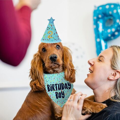 Dog Birthday Bandana + Hat, Pink Birthday Decorations for Girl, Dog Birthday Party Supplies with Hat Bandana Numbers for Large Medium Girl Pets Puppy (Pink, One Size) in Kuwait