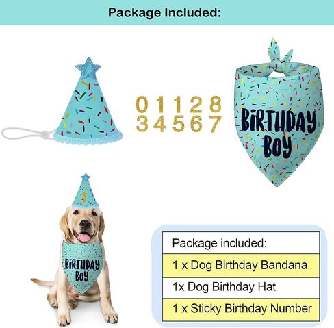 Dog Birthday Bandana + Hat, Pink Birthday Decorations for Girl, Dog Birthday Party Supplies with Hat Bandana Numbers for Large Medium Girl Pets Puppy (Pink, One Size) in Kuwait