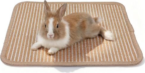 1PCS Rabbit Scratching Pad, 15.75x11.81 Inch Natural Sisal Bunny Scratch Pad, Rabbit Mat Claws and Teeth Care for Pet Small Animal Cage Chewing Bedding Biting Sleeping Nesting Toys (Brown) in Saudi Arabia