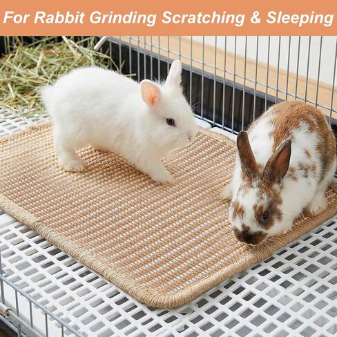 1PCS Rabbit Scratching Pad, 15.75x11.81 Inch Natural Sisal Bunny Scratch Pad, Rabbit Mat Claws and Teeth Care for Pet Small Animal Cage Chewing Bedding Biting Sleeping Nesting Toys (Brown) in Saudi Arabia