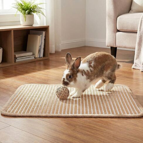 1PCS Rabbit Scratching Pad, 15.75x11.81 Inch Natural Sisal Bunny Scratch Pad, Rabbit Mat Claws and Teeth Care for Pet Small Animal Cage Chewing Bedding Biting Sleeping Nesting Toys (Brown) in Saudi Arabia